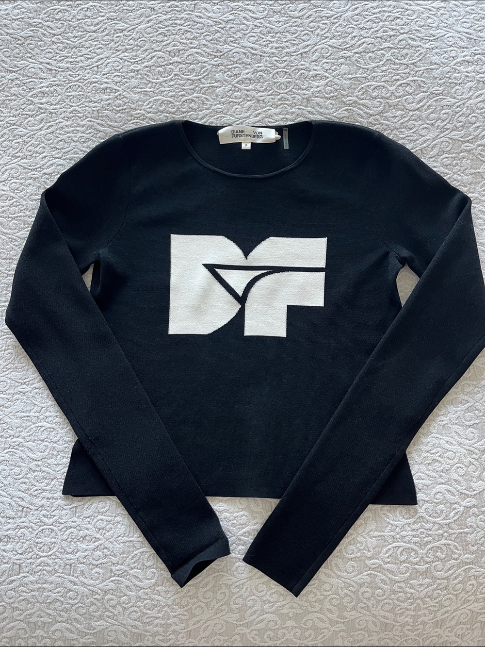 Diane Von Furstenberg DVF Logo Knit Long Sleeve Sweater